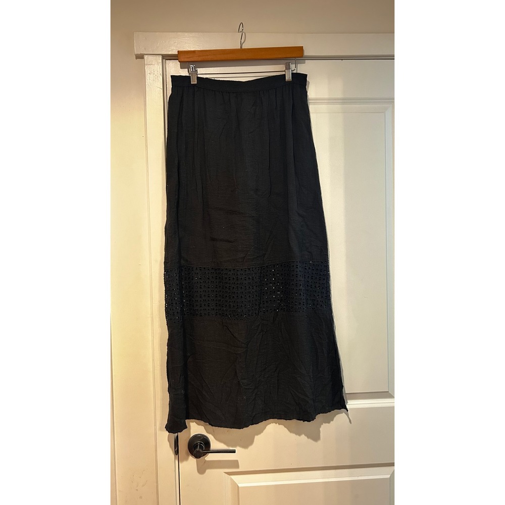Coldwater Creek Black Maxi Skirt Crochet Womens XS Renaissance Fairy Grunge